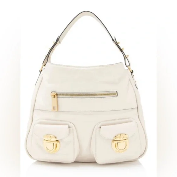 Marc Jacobs Angela Hobo Shoulder Bag In Cream With Gold Hardware - Picture 3 of 16